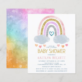 Papier Invitation Baby shower Budget Little Rainbow