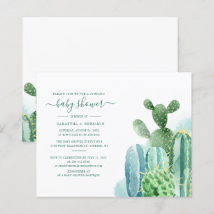 Papier Invitation Baby shower de Cactus aquarelle Couples