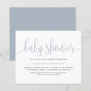 Papier Invitation Baby shower de calligraphie bleu poussi