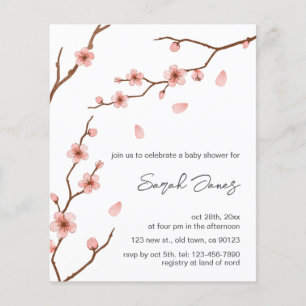 Papier Invitation Baby shower de fleurs de cerisier budge