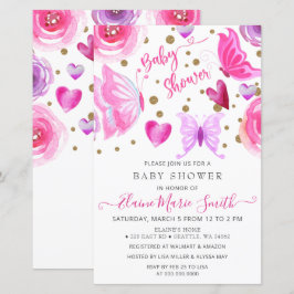 Papier Invitation Baby shower de papillons violets Budget