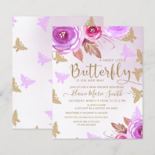 Papier Invitation Baby shower des papillons d'or Budget