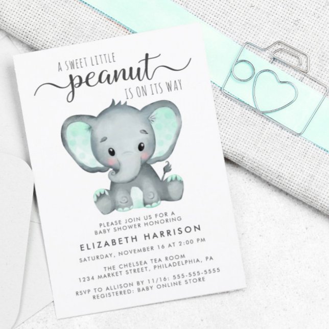 Papier Invitation Baby shower Eléphant Budget (Créateur téléchargé)
