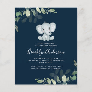 Papier Invitation Baby shower Eucalyptus Elephant BUDGET