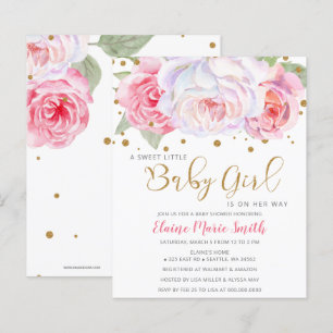 Papier Invitation Baby shower Fille Rose Budget
