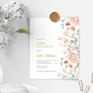 Papier Invitation Baby shower Fleurs sauvages du budget