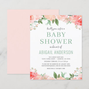 Papier Invitation Baby shower floral à aquarelle budgétai