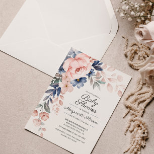 Papier Invitation Baby shower Floral Rose Budget