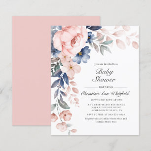 Papier Invitation Baby shower floral rose budget