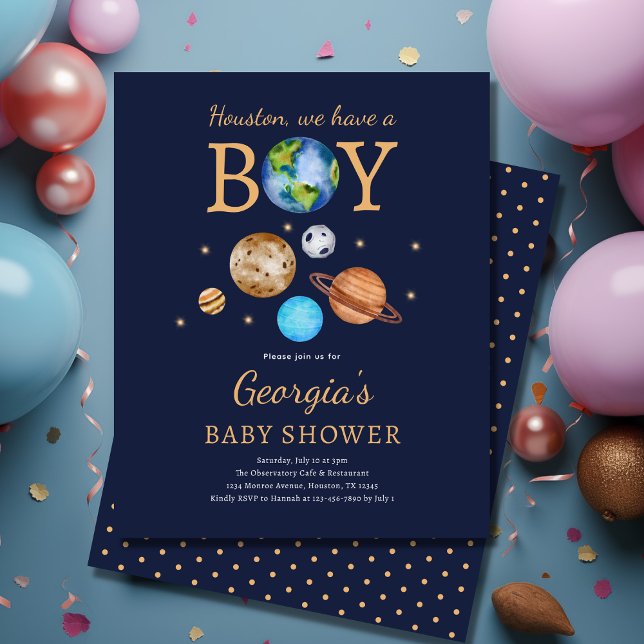 Papier Invitation Baby shower 'Houston We have a Boy' (Créateur téléchargé)