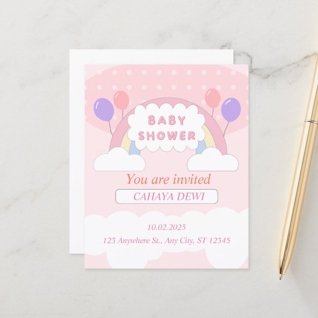 Papier Invitation baby shower Médias sociaux (Devant/Arrière en situation)