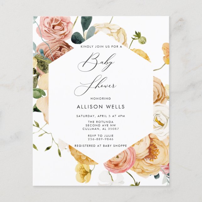 Papier Invitation Baby shower moderne | Circulaire Sutton (Devant)