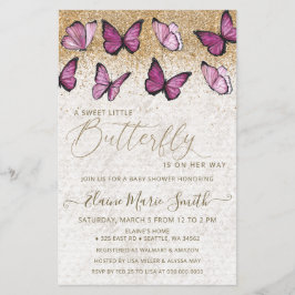 Papier Invitation Baby shower papillon rose budget