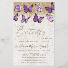 Papier Invitation Baby shower papillon violet budget