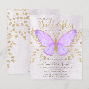 Papier Invitation Baby shower papillon violet budget