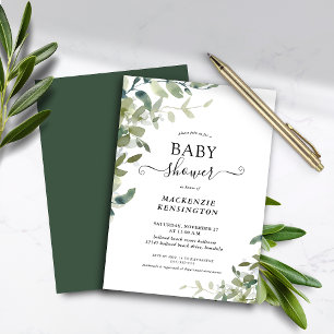 Papier Invitation Baby shower Succulent Eucalyptus Budget