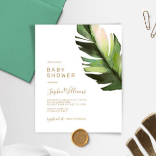 Papier Invitation Baby shower Tropical Palm Leaf Budget