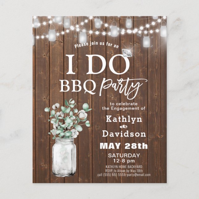 Papier INVITATION BARBECUE Eucalyptus ENGAGEMENT BUDGET I (Devant)
