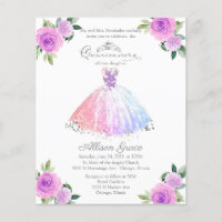 Invitation bilingue colorée pour Quinceanera à pet