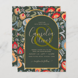 Papier invitation bilingue de mariage de fleurs populaire