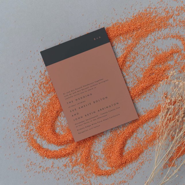 Papier Invitation Black Terracotta Budget Mariage (Créateur téléchargé)