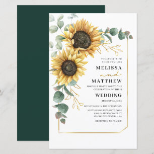 Papier Invitation botanique Mariage de Sunflower Eucalypt