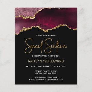 Papier Invitation Budget Bourgogne Agate Dark Sweet 16