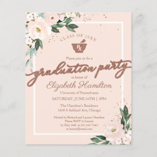 Papier Invitation Budget Floral Pharmacy Grad Party