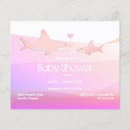 Papier Invitation Budget Shark Pink Ocean Baby shower