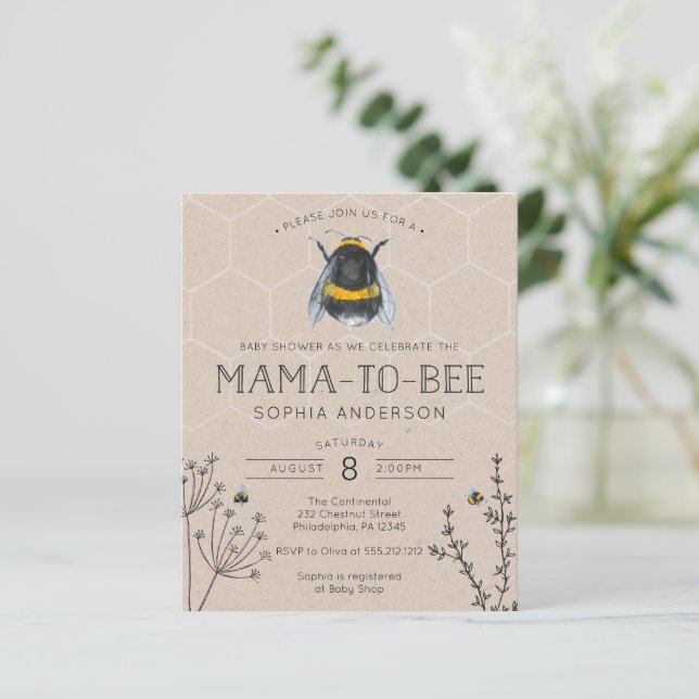 Papier Invitation budgétaire Abee Baby shower (Debout devant)