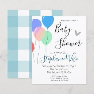 Papier Invitation budgétaire du Baby shower à ballon simp