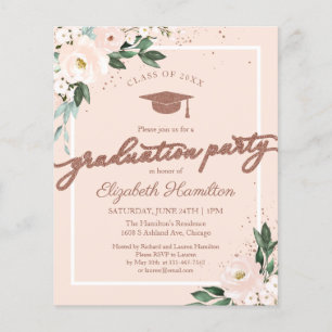 Papier Invitation budgétaire High School Grad Party Flora