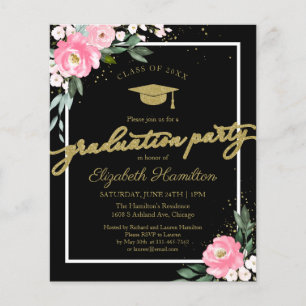 Papier Invitation budgétaire High School Grad Party Flora