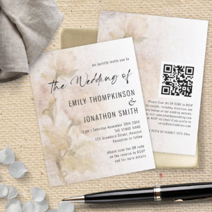 Papier Invitation budgétaire Vintage Florals QR Code Mari