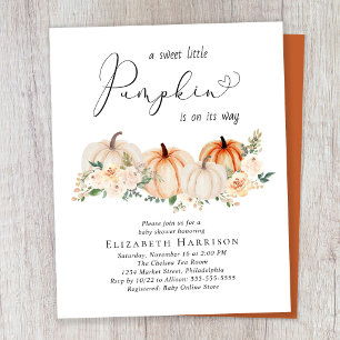 Papier Invitation Citrouille Floral Baby shower Budget