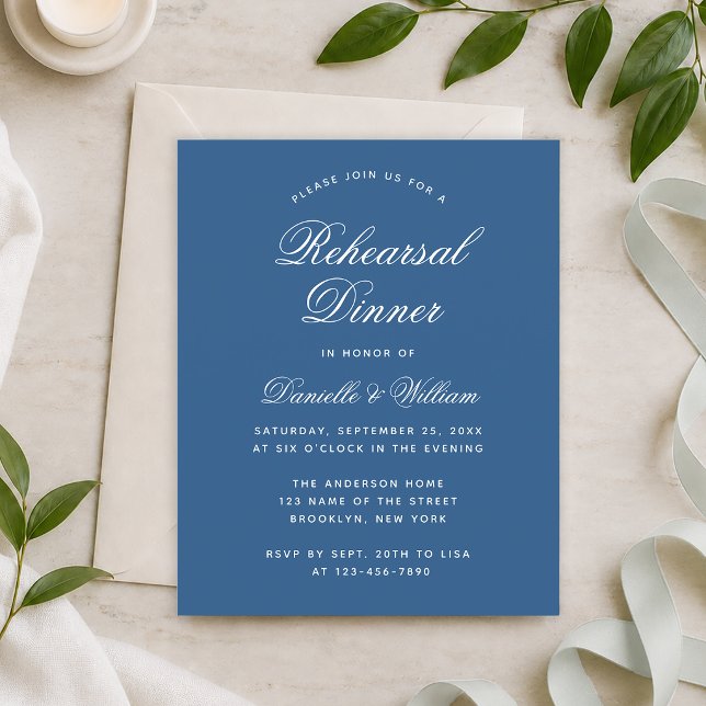 Papier Invitation classique bleu pour dîner de répétition (Créateur téléchargé)