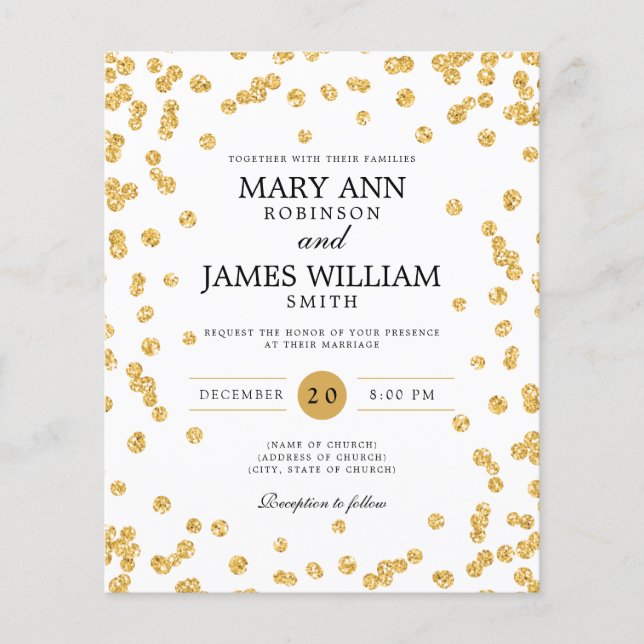 Papier Invitation Confetti Mariage Parties scintillant d' (Devant)