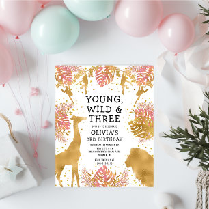 Papier Invitation d'anniversaire 3 ans Young Wild Three R