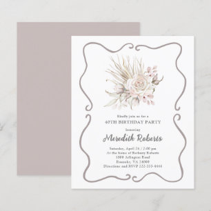 Papier Invitation d'anniversaire 40 ans Budget Blush Rose