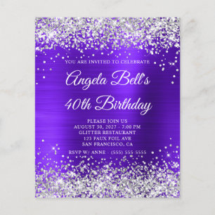 Papier Invitation d'anniversaire 40 ans Violet Indigo Pai