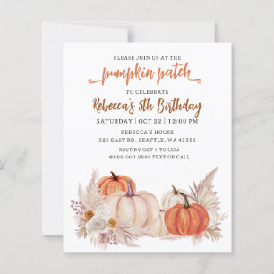 Papier Invitation d'anniversaire automnal Patch Citrouill