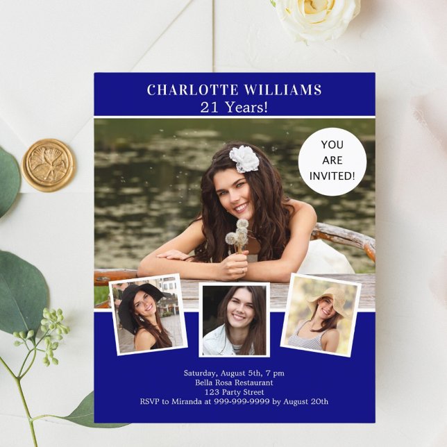 Papier Invitation d'anniversaire avec un collage de photo (Créateur téléchargé)