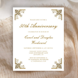 Papier Invitation d'anniversaire de mariage Budget Gold V