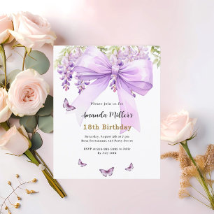 Papier Invitation d'anniversaire de papillon floral arc-l