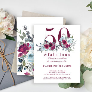 Papier Invitation d'anniversaire florale fabuleuse et bud