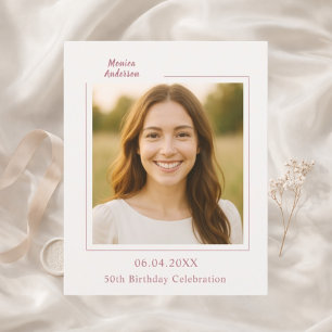 Papier Invitation d'anniversaire photo or rose ivoire