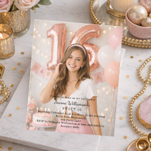 Papier Invitation d'anniversaire photo pour les 16 ans
