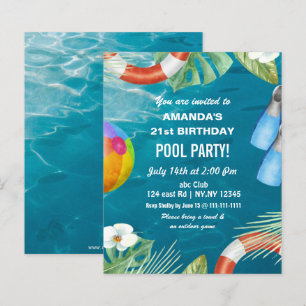Papier Invitation d'anniversaire pour une fête au bord de