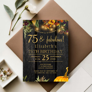 Papier Invitation d'anniversaire rustique automnal 75 à p