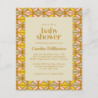Invitation d'Baby shower Abstrait rose et jaune bu